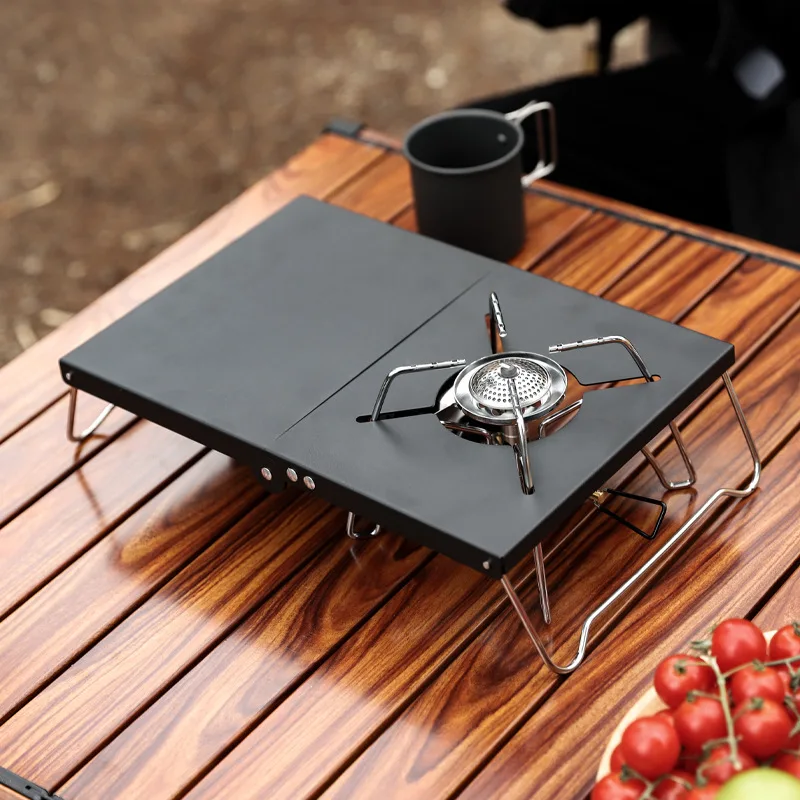 Outdoor Camping Folding Table Stainless Steel Portable Spider Stove Accessories Thin Hollow Design Barbecue Picnic Table