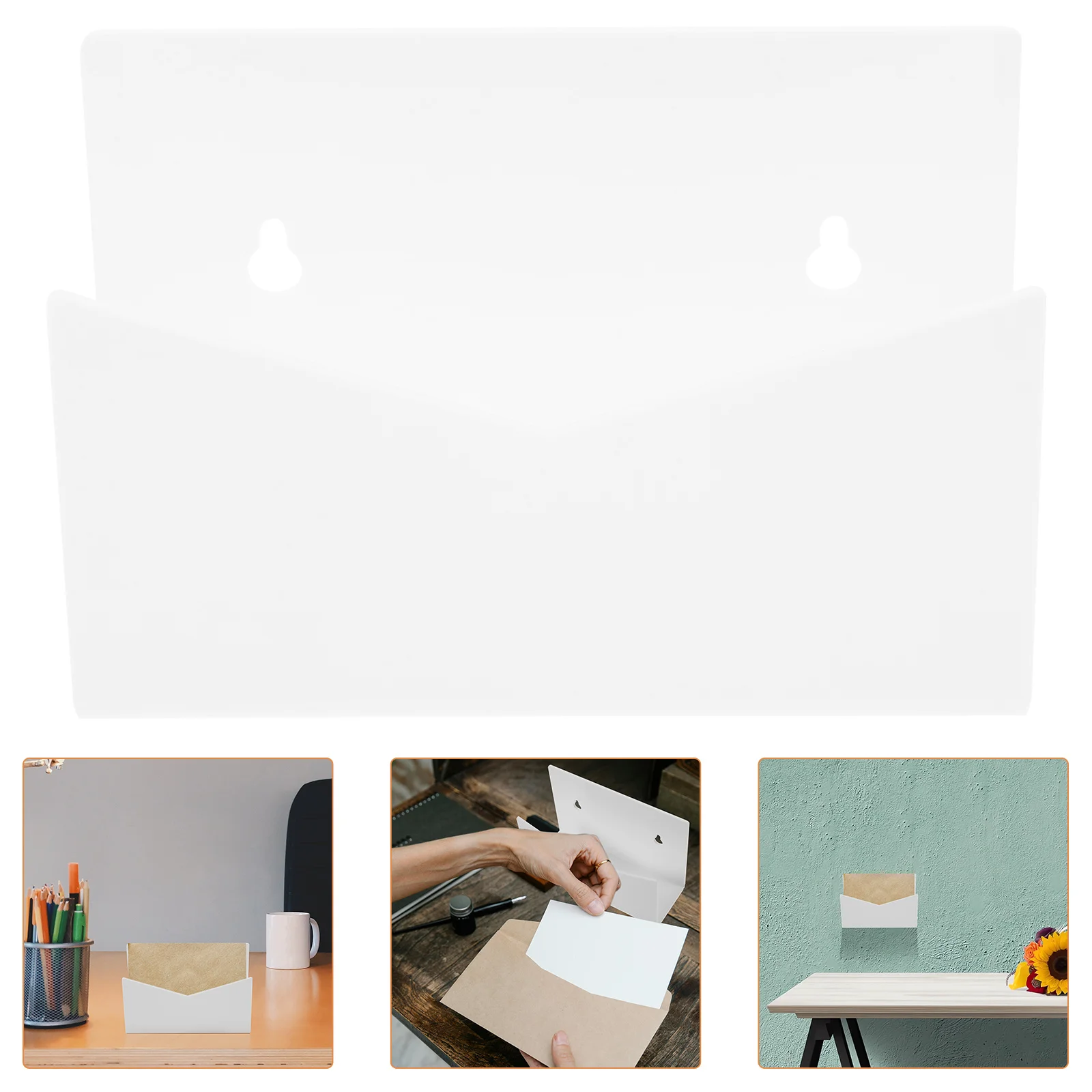 1Set Acrylic Mail Organizer Tabletop Document Envelope Holder Stand for Desk Space Saving Acrylic Mail Holder