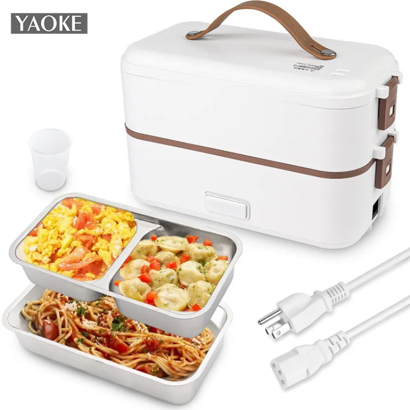 Electric Lunch Box Portable Thermal Bento Lunch Box can be inserted into the household electric hot lunch box three layer