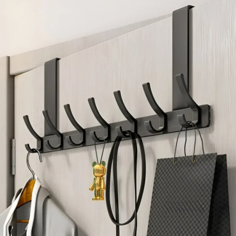 Over Door Hook With 6/7 Hooks Punch Free Removable Carbon Steel Door Back Mount Hanging Coat Towel Bag Hat Scarf Rack Hanger