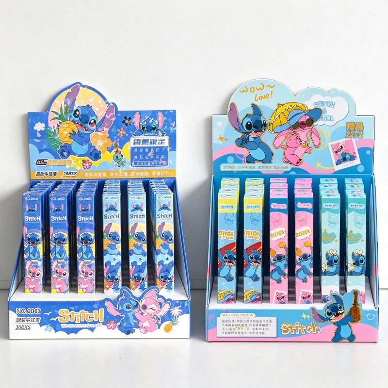 Disney Stitch And Angel Blind Box Pen, Push To Press 0.5mm Ballpoint Pen, Cartoon Student Stationery Gifts, Office Supplies
