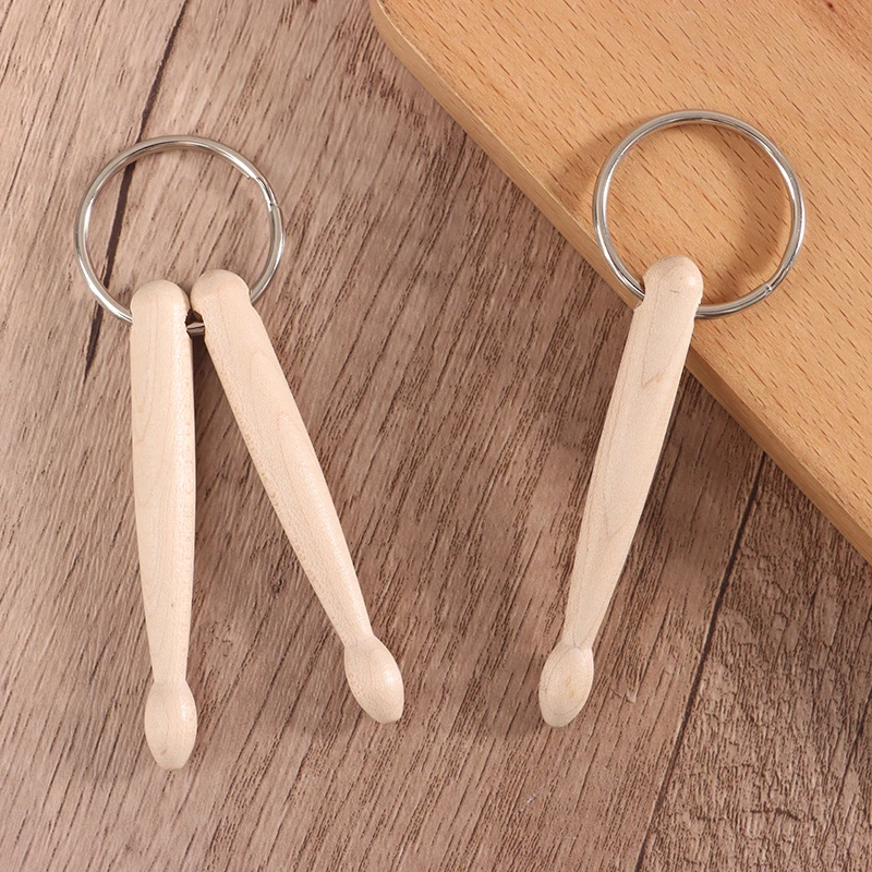 1Pc Mini Drum Sticks Keychain Wood Drumsticks Key Ring Chain Keyfob Percussion Gift Drum Stick Key Chain Hanging Accessories