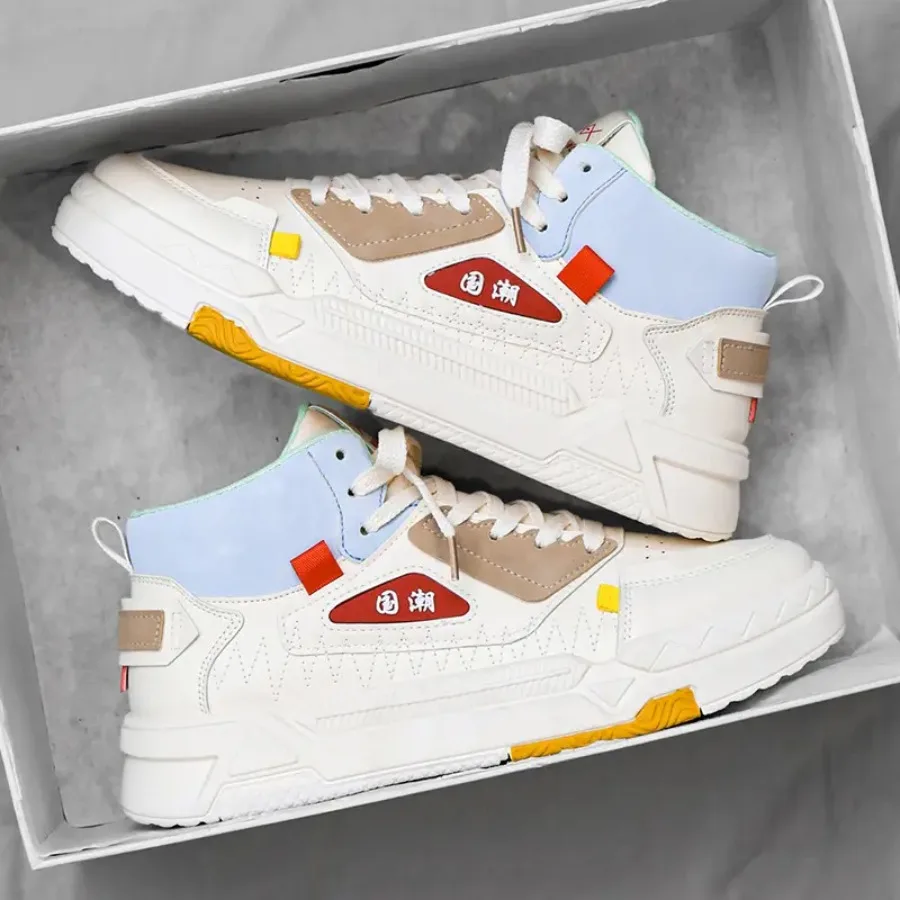 

Men's and Unisex Korean-Style High-Top Sneakers - Upper and PVC Sole Multi-Color High-Street Fashion Shoes with Random Design O
