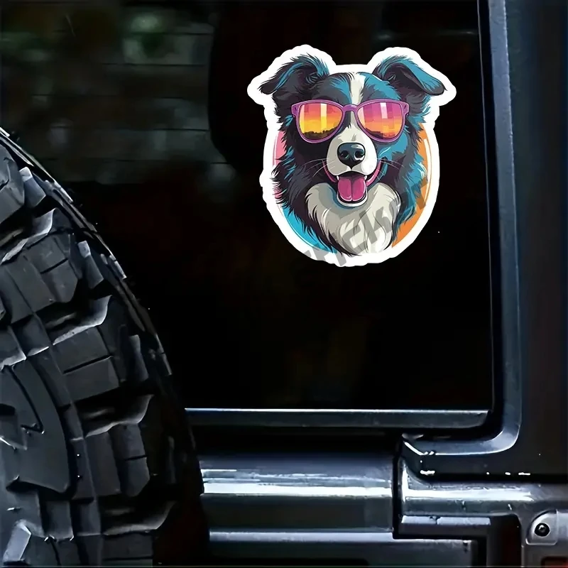 Cool Border Collie Dog Creative Vinyl Waterproof Sticker Decal for Car, Laptop, Wall Window, Bumper Sticker