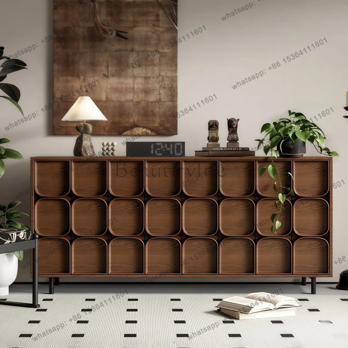 

Italian minimalist paint side cabinet entry solid wood porch storage locker