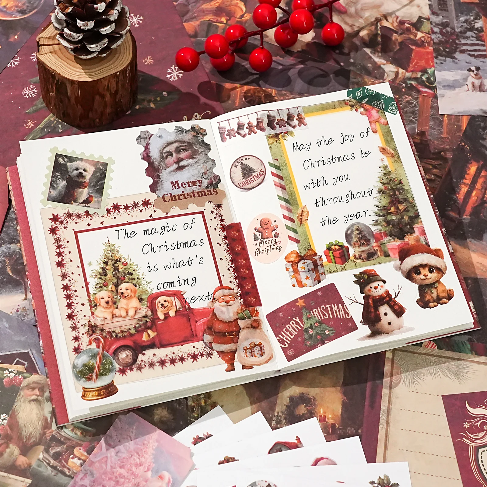 Christmas Letter Gift Box, High-Value DIY Planner, Diary Stickers, Journal Gift Box Set, Lots of Christmas Retro Decoration Materials