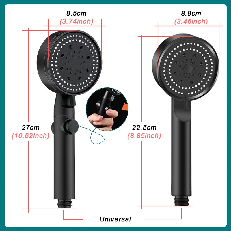 5 Mode High Pressure Shower Head Adjustable Shower Multifunction Large Water Spray Nozzle Massage Shower Bathroom Accessories