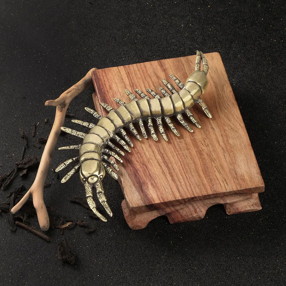 

Chinese Brass Caterpillar Statue Style Solid Miniature Sculpture for Desk Tea Pet Home Office Decor Feng Shui Ornament