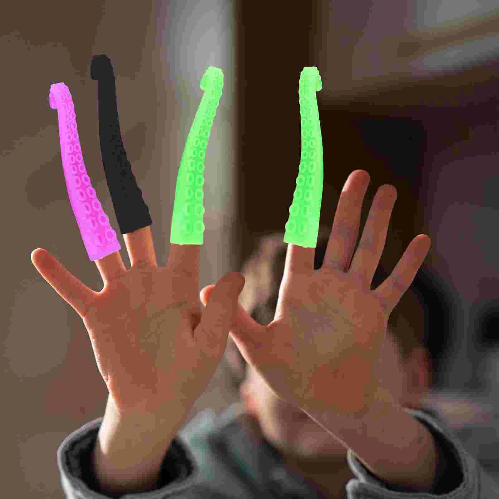 10 Pcs Octopus Finger Cots Tentacle Puppets Toy Fingertip for Kids Attractive Toys Safe Random Color