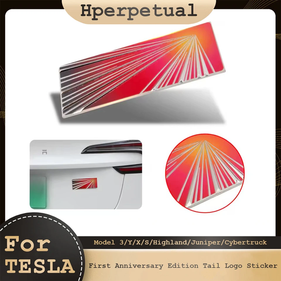 

Label Badge Creative Decal Modified For Tesla Model 3/Y/Highland/Juniper First Anniversary Edition Tail Logo Sticker Accessories