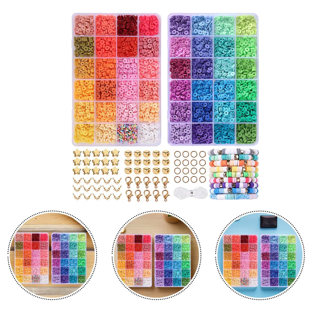

1Set Clay Bead Bracelet Kit Polymer Clay Beads for DIY Craft Bracelet Making Jewelry Making Kit with Small Storage Box for Easy
