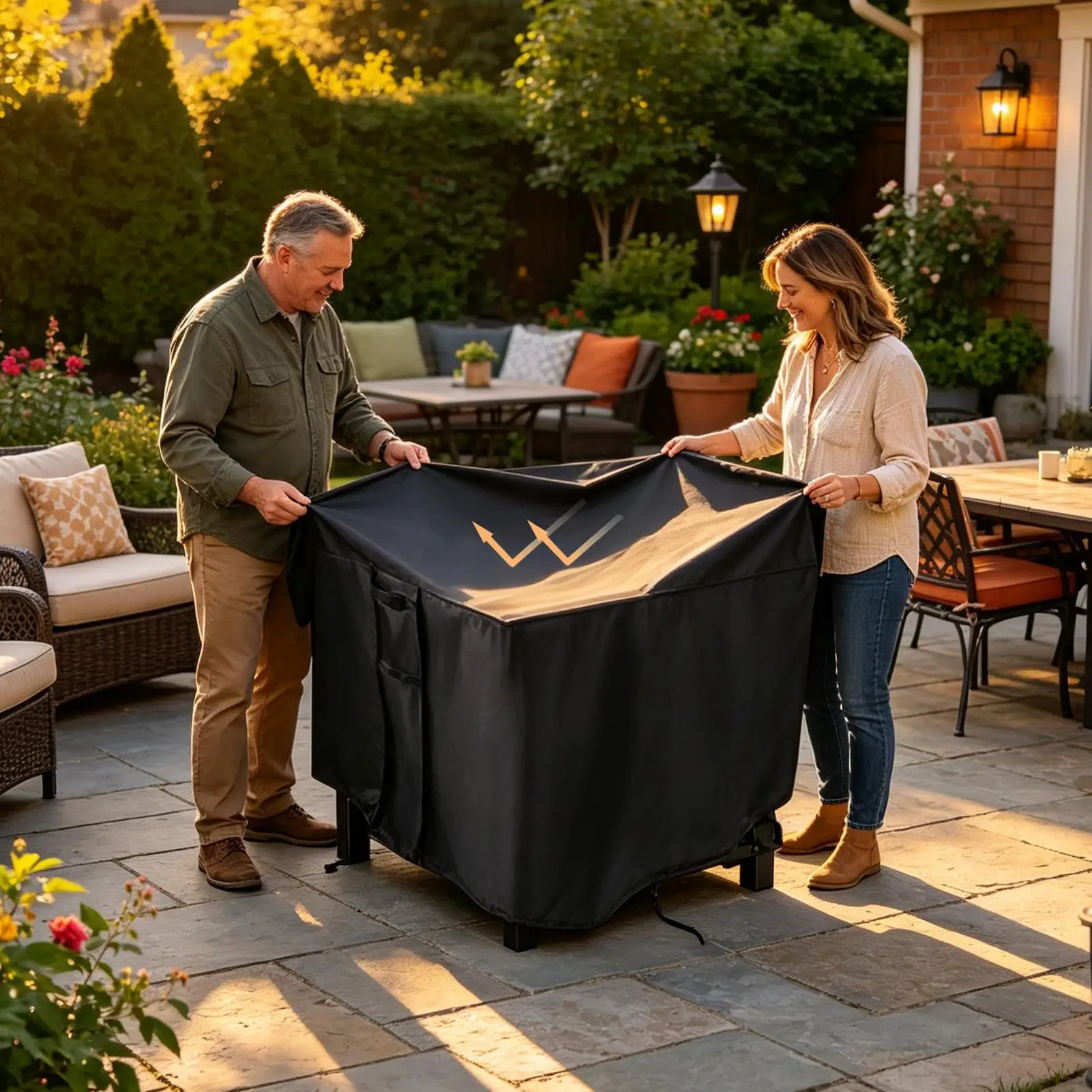 Square Fire Table Cover Windproof Waterproof Protector Square Fire Table Protector Cover For Rain Sunlight Leaves Debris Bird