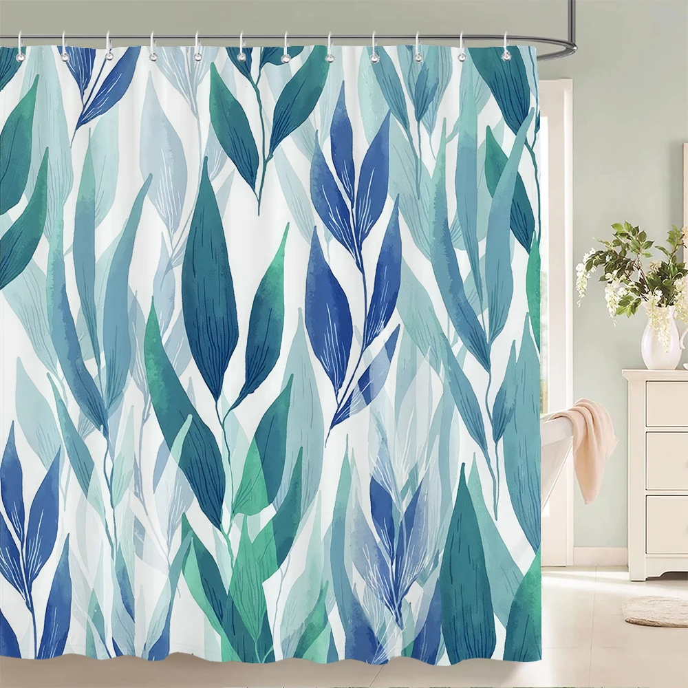 Colorful Beautiful Flowers Bath Curtain Waterproof Fabric Shower Curtains Floral Rose Printing Bathroom Screen Decor with Hooks