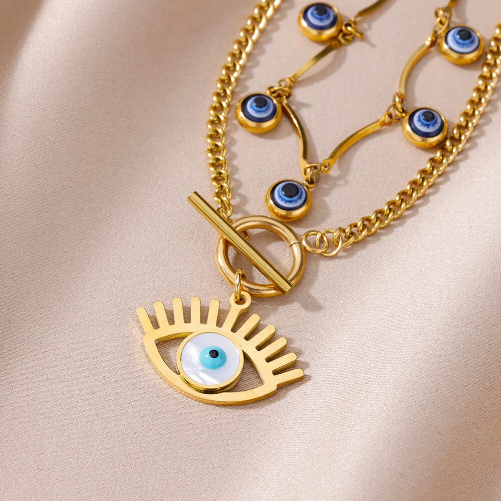 9 Style Multilayer Necklace For Women Stainless Steel Clavicle Chain Vintage Chokers For Women Accessories Jewelry image 3