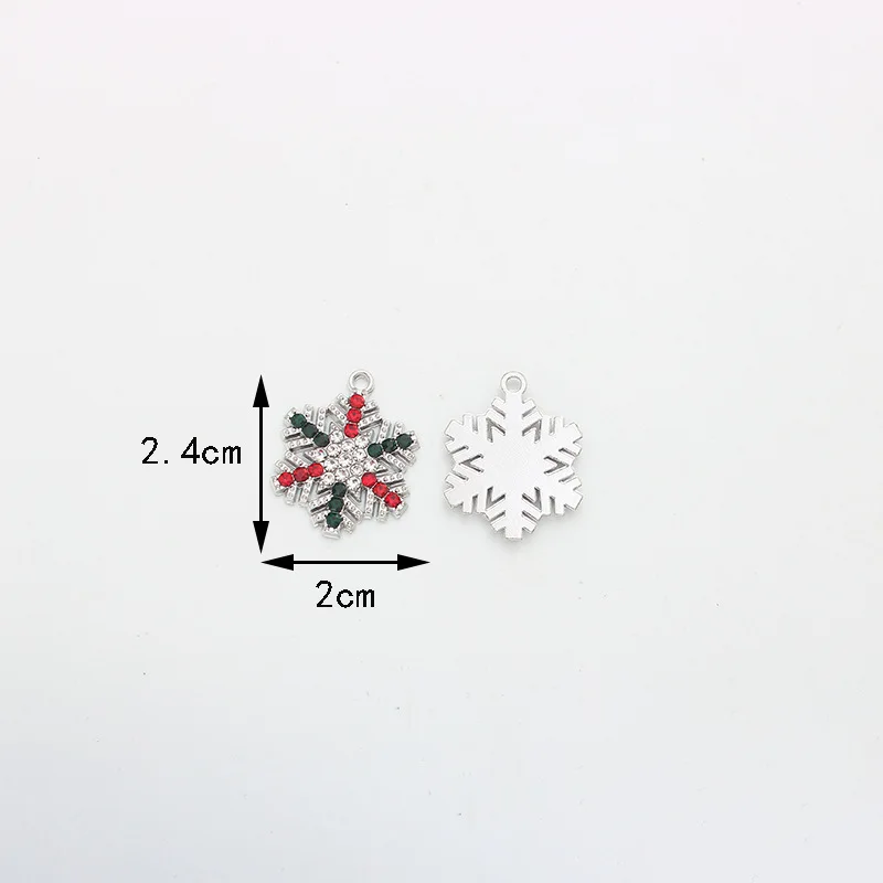 10Pcs Crystal Snowflake Charms Christmas Tree Alloy Pendant for Jewelry Making Diy Earrings Necklace Supplies Accessories