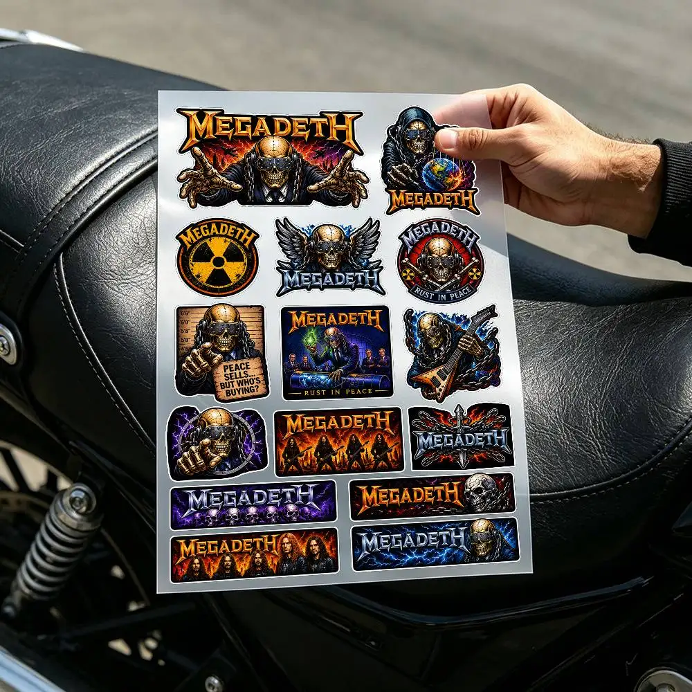 Megadeth Metal Band Aesthetic Graffiti Stickers Waterproof PVC Decals for Car Motorcycle Skateboard Helmet Notebook