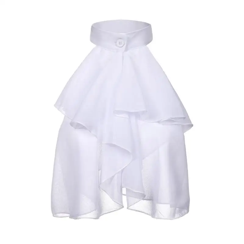 39BD Elegant Medieval Ruffled Collar Neck Accessory Jabot Tie for Retro Celebrations