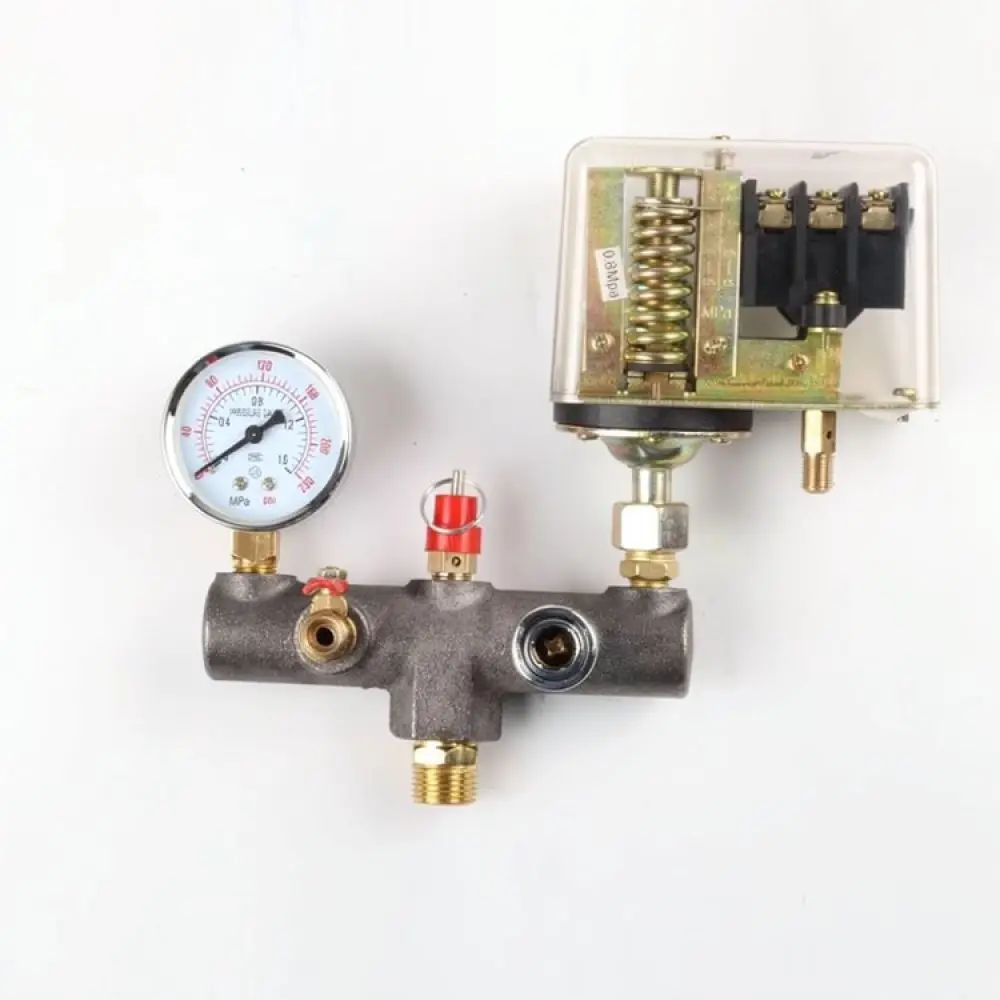 Air Compressor Pressure Switch Bracket 6 Way Manifold Fitting Cast Iron Connector For Pneumatic Pump Air Distribution