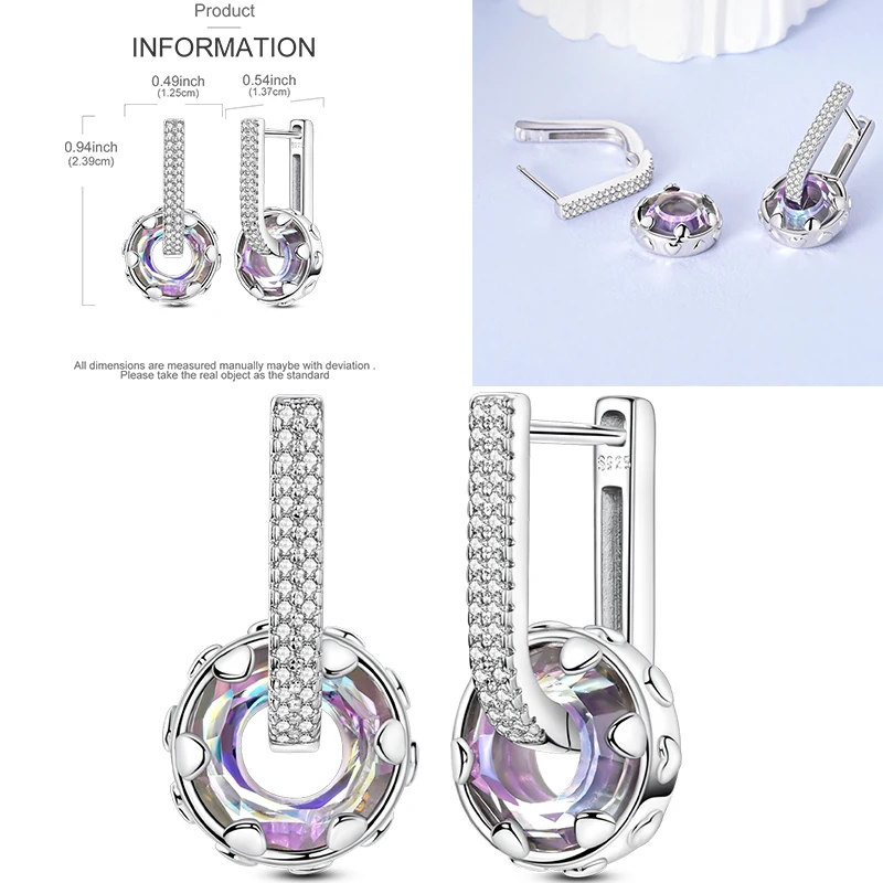 925 Sterling Silber Creolen Pfotenabdruck Blumenstrauß Kleeblatt Lavendel Fisch Bunter Schmuck Geschenk für Frauen und Mädchen – Detail 21
