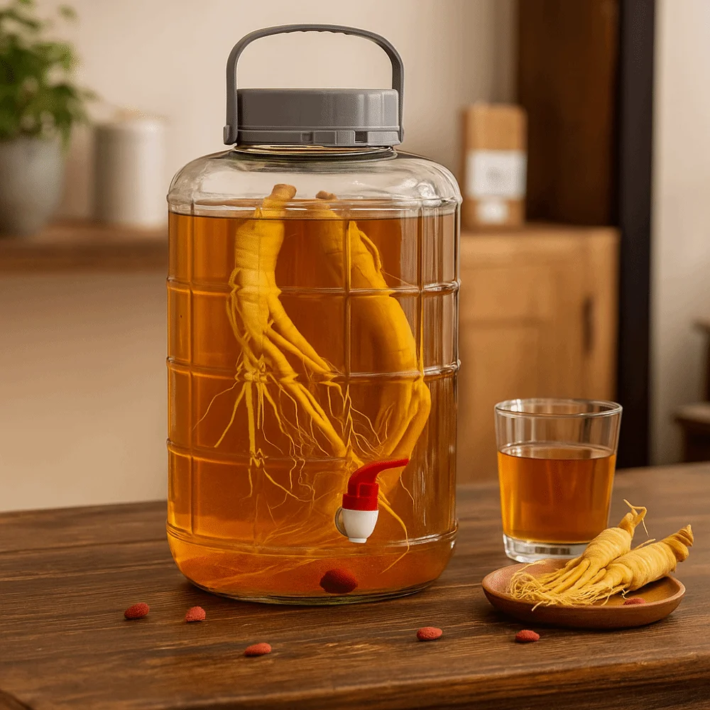 Tarro de fermentación de vidrio sellado, Material de vidrio, contenedor Sed para uso doméstico, contenedor de almacenamiento, botella de copa de vino blanco, vino de ciruela