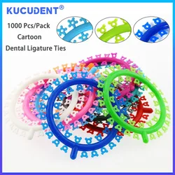 KUCUDENT 1000 piezas de ortodoncia dental dibujos animados lazos de ligadura Mickey Kitty tipo flor Bandas de goma elásticas Ligaduras ortoortogonales juntas tóricas