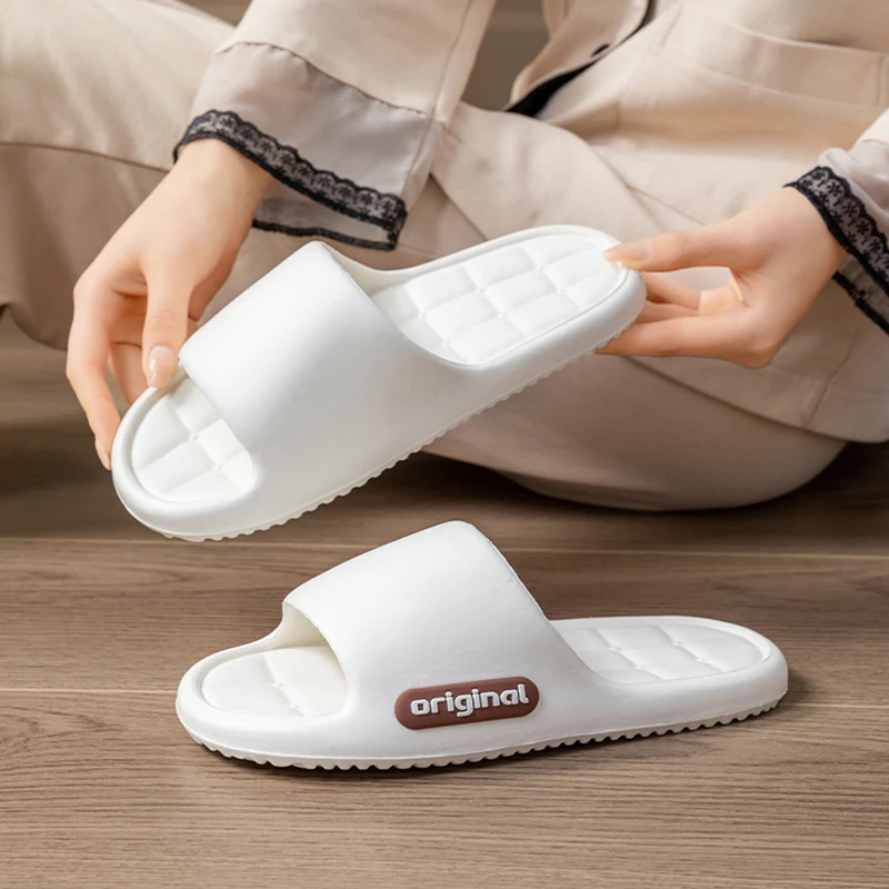 Trend Candy Color Soft Soles Bathroom Couple Slippers Summer New Comfortable Home Pillow Slippers Women Men Open Toe Beach Slide