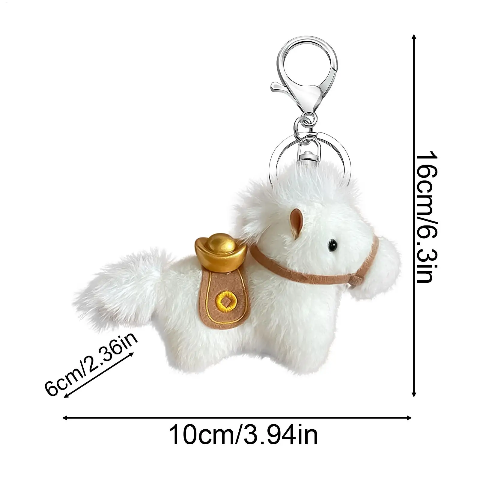 Paardentas charme 4-inch reishanger schattige dieren portemonnee sleutelhanger voor dames heren meisjes minnaar rugzak reizen thuis feestklas
