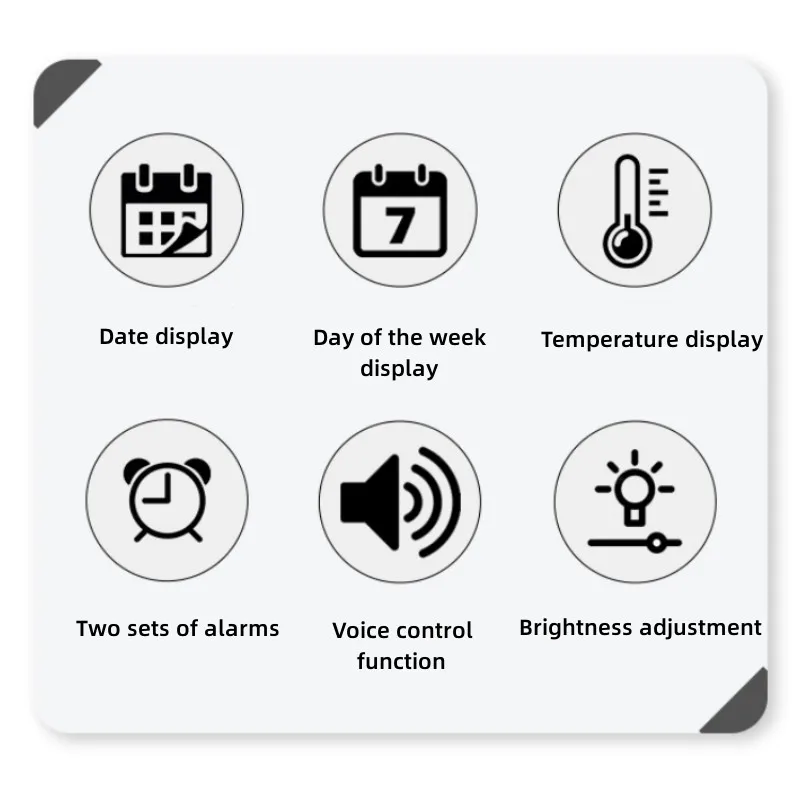 Sprachsteuerung, große digitale Wanduhr, Temperatur, Datum, Woche, DST, Schlummer-Tischuhr, 12/24 Stunden, Dual-Alarm, Wand-LED-Uhr – Detail 5