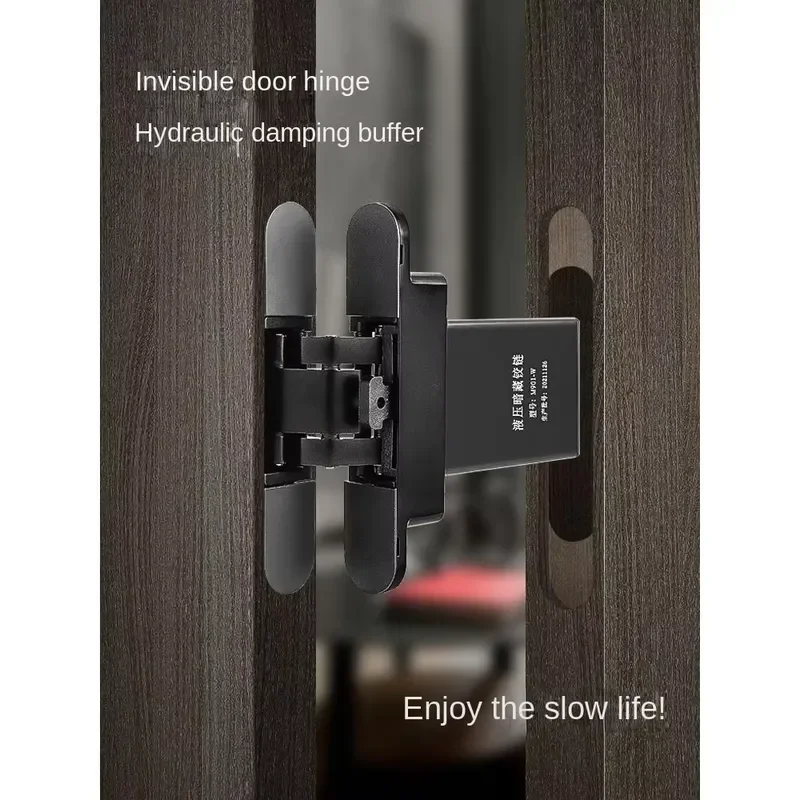 Ahandle Zinc-Alloy Invisible Door Hinge Hydraulic Buffer Automatic Door Closing Two-Dimensional Adjustable Damping Hidden