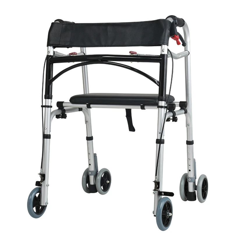 Elderly Foldable Rehabilitation Walker Stick Assist Aluminum Alloy Standing Frame Disabled Rollator Mobility Training Tool