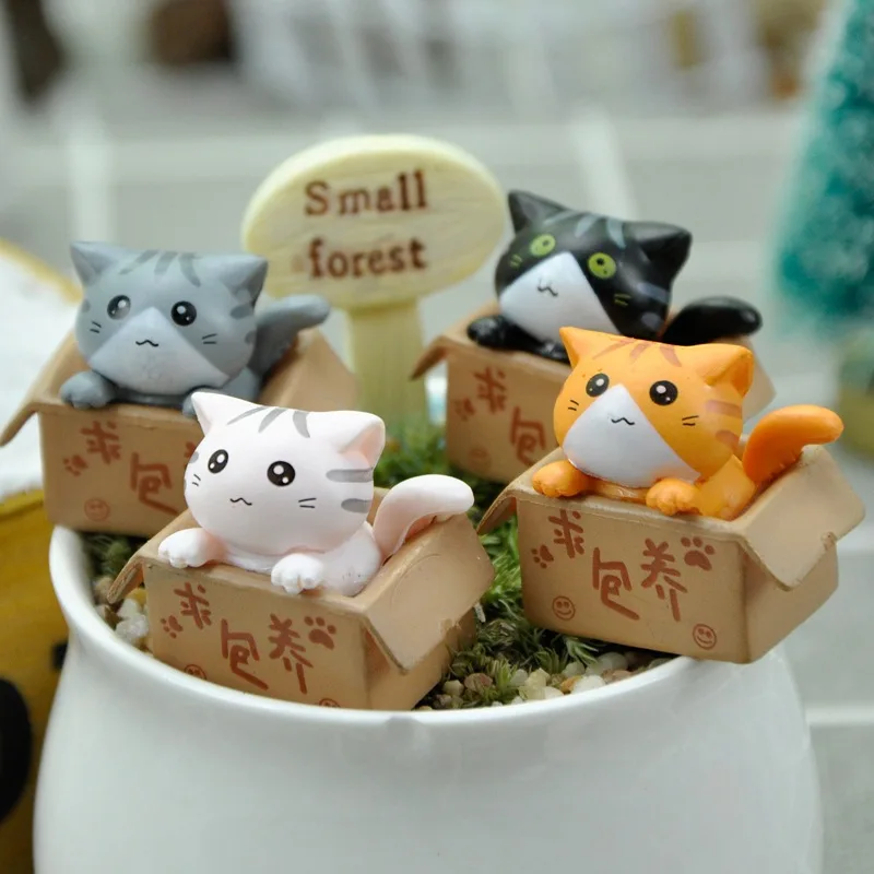 Animal Kitten Model Ornamental Modern Bonsai Cat Figure Cartoon Carton Kitten Model Doll Toys Ornament Desktop Gifts For Kids