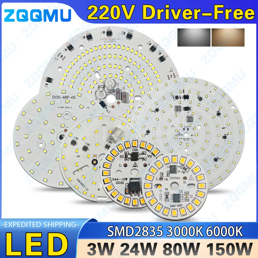 chip de lampada led peca 5w 7w 12w 15w 18w 24w 40w 50w 80w 100w 150w ac 220v smd contas redondas lampada led chip de luz 01