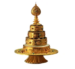 TIBETAN BUDDHA BUDDHISM ALTAR MUST: BLESSED GOLD GILT MANDALA SET 7