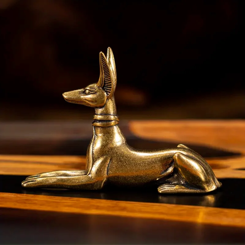 1 Stück Vintage Messing Ägyptischer Pharao Hound Statue – exquisites dekoratives Kunststück für Zuhause, Büro oder Café, ideal für Bücherregale – Detail 8