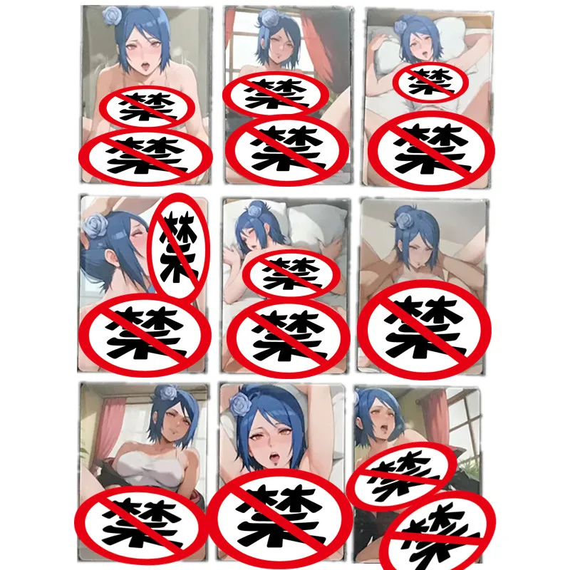 9 pz/set Anime Naruto Akatsuki Organization Konan Sexy Nude Photo Card ACG serie di Fan fatti in casa Toy Gift Game Collection Card