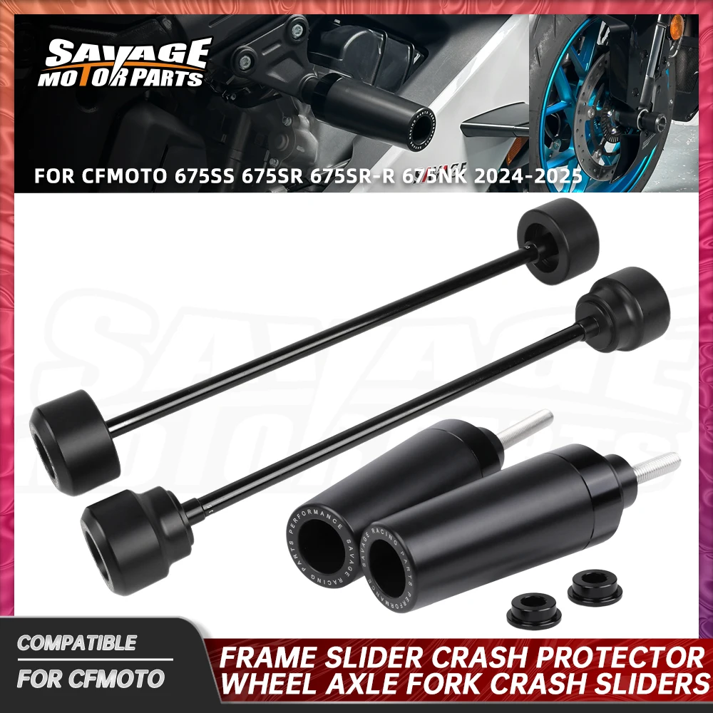 For CFMOTO 675SR 675NK 2025 Frame Slider Crash Protector 675SS 675SR-R Rear Front Wheel Axle Fork Crash Sliders Wheel Protector