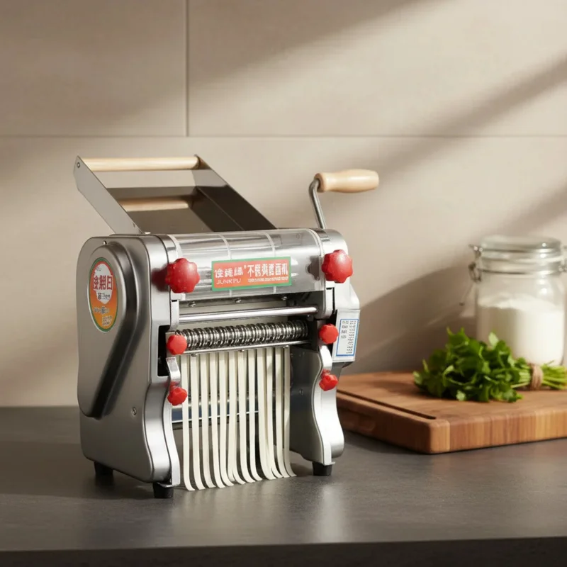 

Birui Semi-Automatic Electric Noodle Maker Adjustable Vegetable Cutting Thickness Steam Function 20Kg/H Capacity 550W Power Low