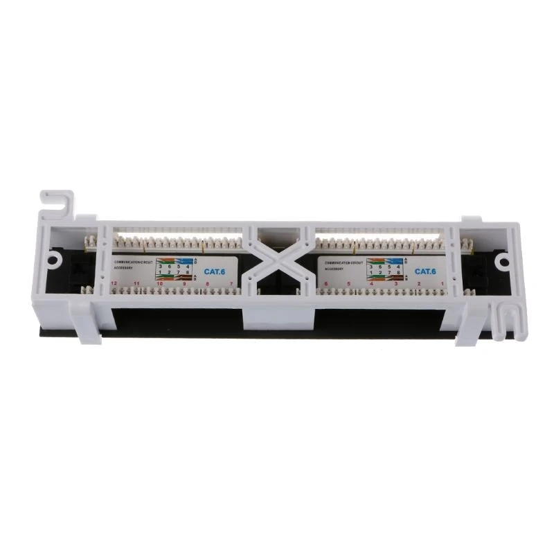 

090F Networking Wall Mount Rack Mount Bracket CAT6 Patch Panel 12 Port