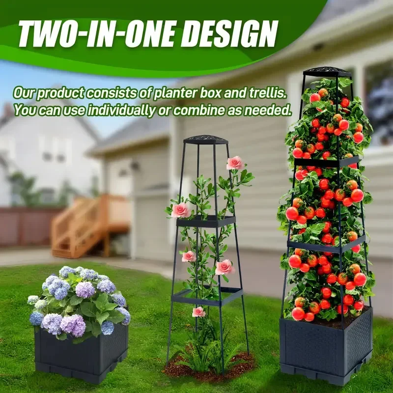 Vertical Tomato Tower Self-Watering Planter Box,Trellis Climbing Plant Support for Garden Backyard Indoor Outdoor Use