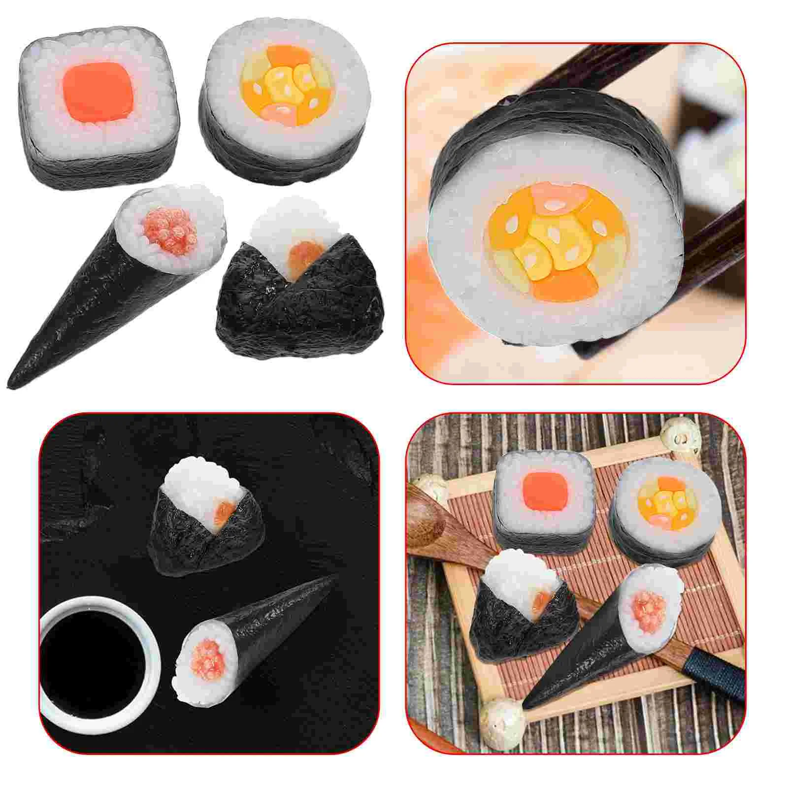 

4pcs Fake Sushi Models for Display Realistic Pieces for Restaurants Artificial Sushi Sample Fake Food Simulation Sushi Kitchen O