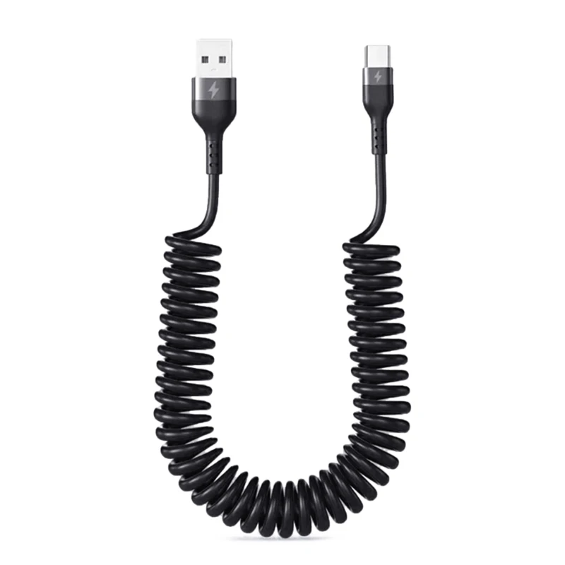 CPDD Spring Shape Usb to Type-c Cables 5A Type C Charger Cable Tangle-Free Fast Charging Cord Powerful USB Type C Cable