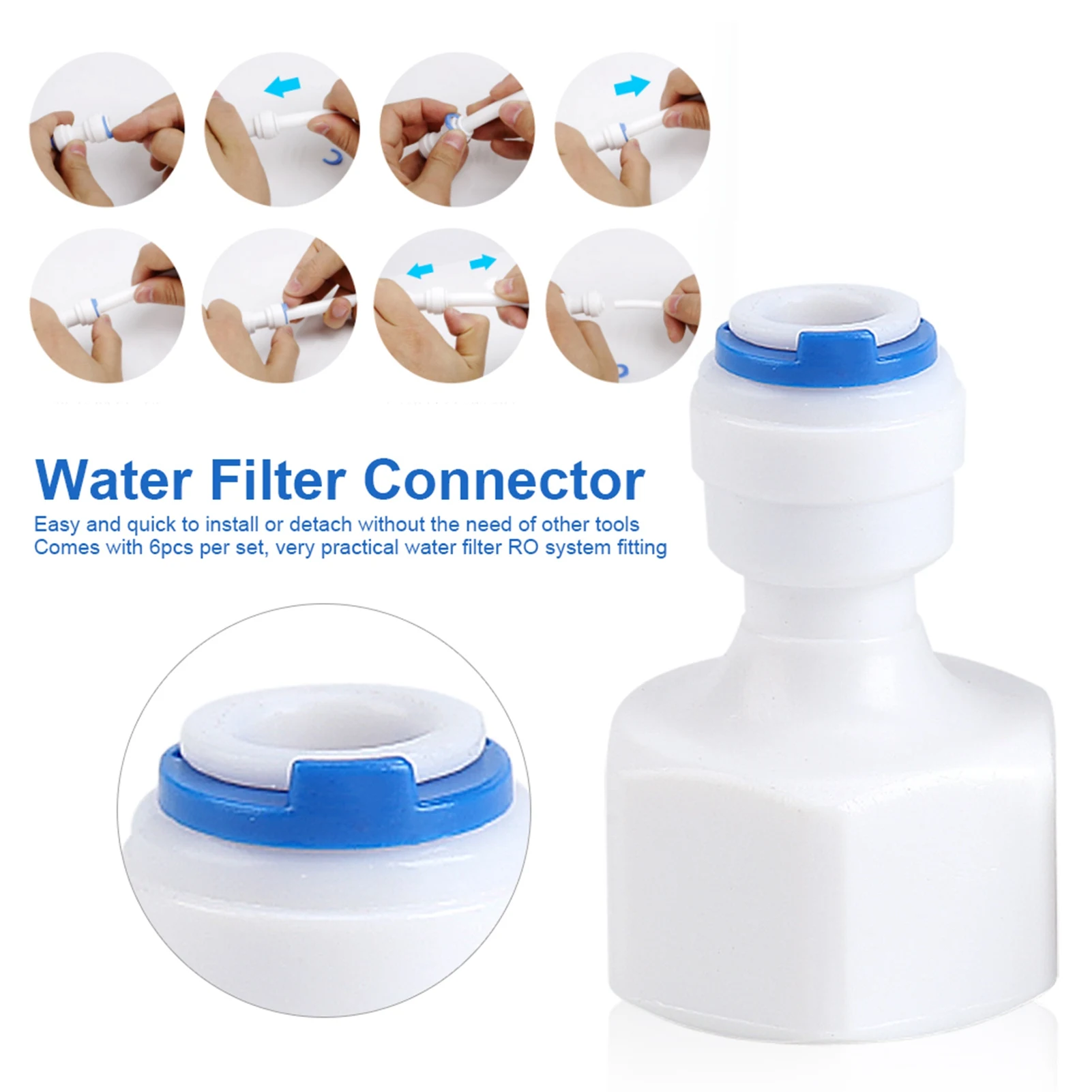 Water Filter Quick Connector 1/4 Tube OD to 1/2 Female Push in Quick Connector for Water Filter Reverse Osmosis