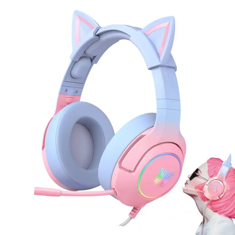 Cat Ear Headphones Cat Ear Headset Headphones Wired Fashionable Headset Electronics For Home Train Camping Traveling Dormitory