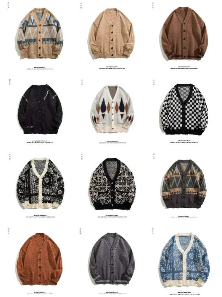 Retro Japanese Style V-Neck Open Cardigan Knitwear Men's Autumn Winter New Fashion Loose Casual Men's Knitted Outerwear
