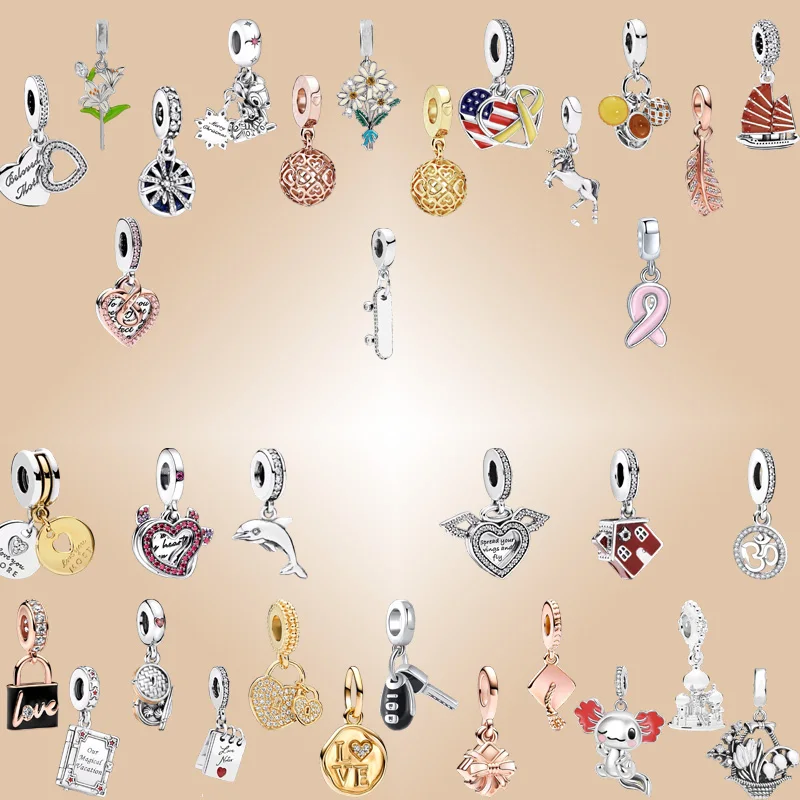 

Новая горячая распродажа, белая лилия, шар золотого сердца и розовая лента, висячие бусины, женские украшения своими руками, подходят для оригинального ожерелья и браслета