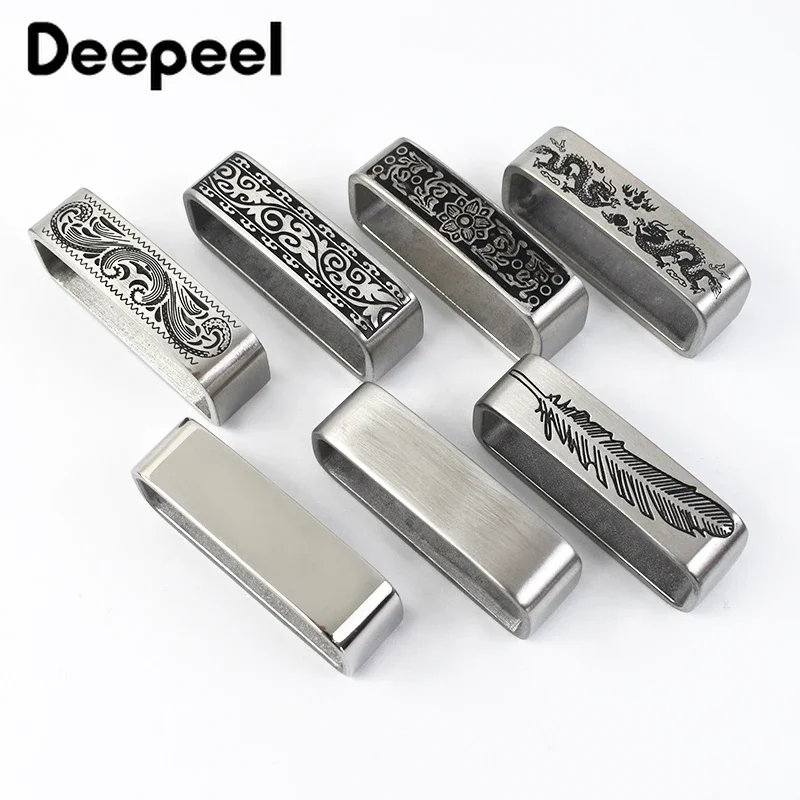 Deepeel 40mm cinto loop metal escovado sólido pulseira de aço inoxidável 3.7-3.9cm cintos diy couro artesanato ferragem jeans acessórios