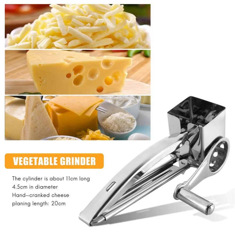 

Reliable Rotary Cheese Grater Vegetable Slicer Shredder And Grinder With 4 Interchangeable Stainless Steel Grums