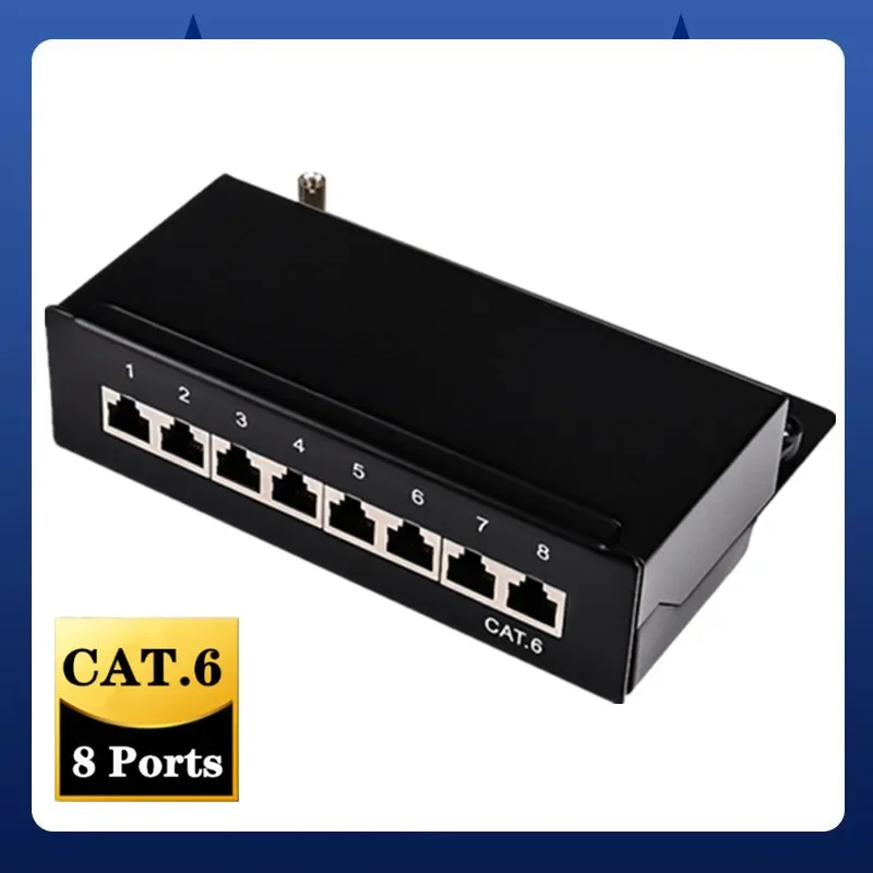 painel de remendo de parede para laptops portas cat6 cat6a networking blindado rj45 computador patch ethernet baia keystone jack 12 portas 01