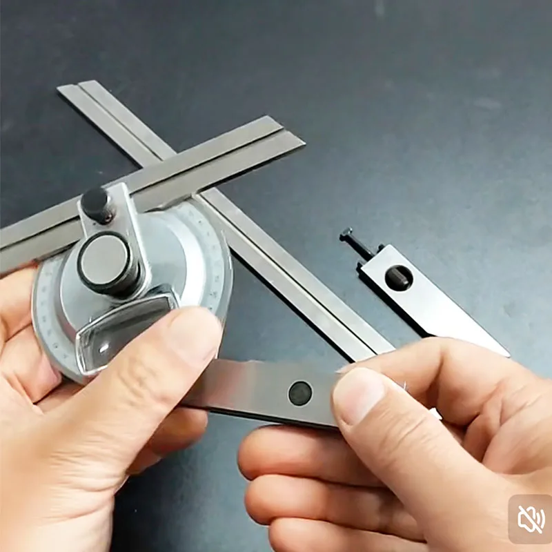 Mechanischer Universal-Winkellineal-Winkelmesser 0-360 ° Erweiterte gerade Skala, Nonius-Zimmerei, komplexe Winkel, multifunktional