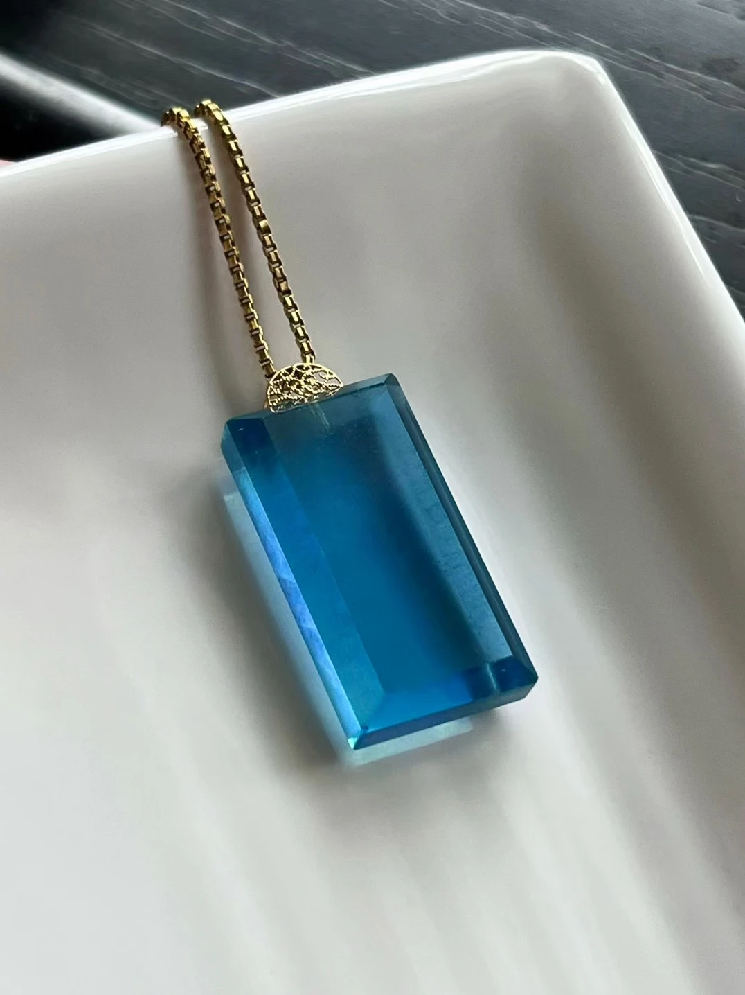 Natural Blue Aquamarine Water Drop Pendant Brazil Women Men Fashion 26x13.6mm Jewelry 18K Gold Necklace AAAAAA